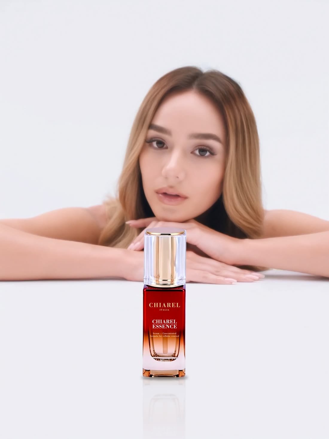 CHIAREL Essence held in soft studio light